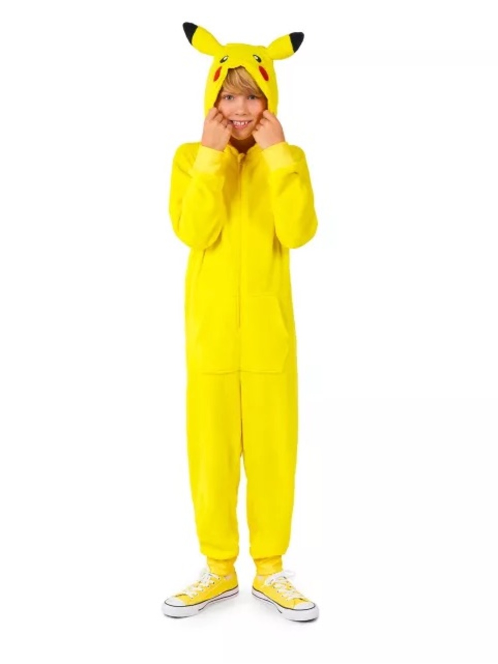 Pokemon Yellow Pikachu Kids Hooded Onesie Costume
